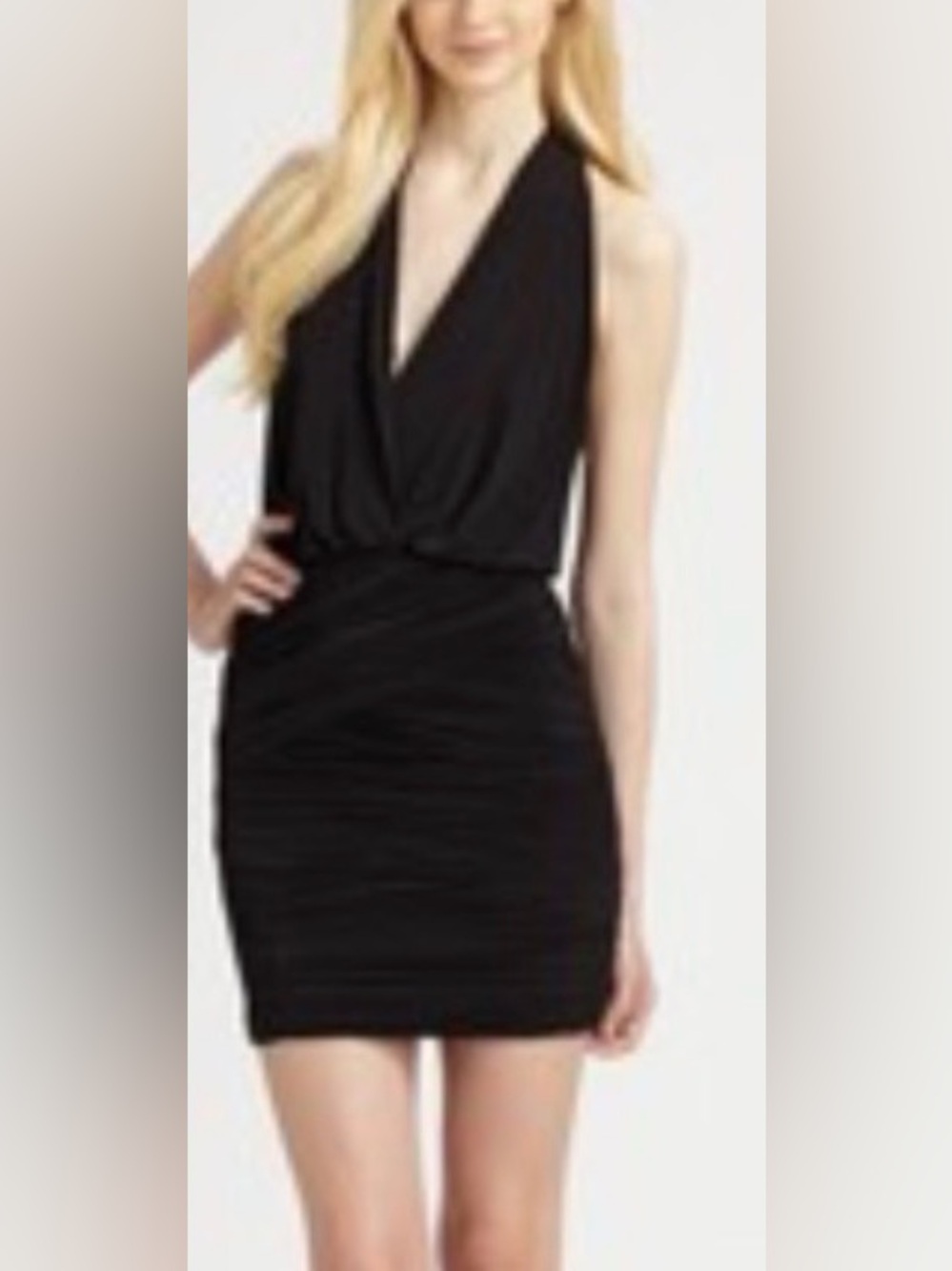 NWOT Laundry by Shelli Segal 100% Silk Cowl Neck Midi Dress Black Size 12